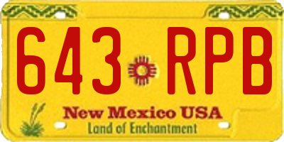 NM license plate 643RPB