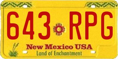 NM license plate 643RPG