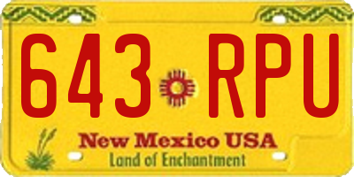 NM license plate 643RPU