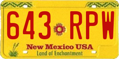 NM license plate 643RPW