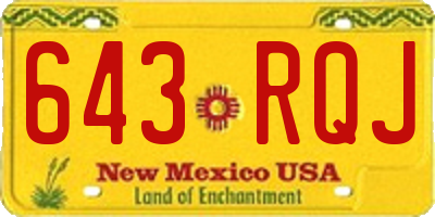 NM license plate 643RQJ