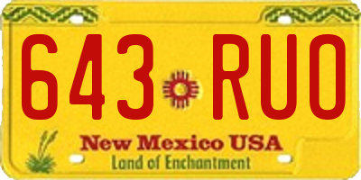 NM license plate 643RUO
