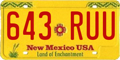 NM license plate 643RUU