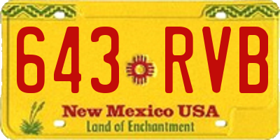 NM license plate 643RVB