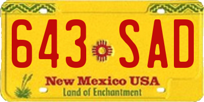 NM license plate 643SAD