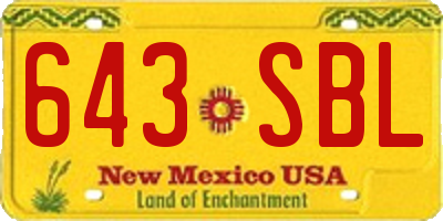 NM license plate 643SBL