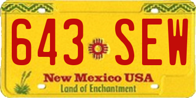 NM license plate 643SEW