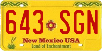 NM license plate 643SGN