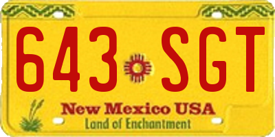 NM license plate 643SGT