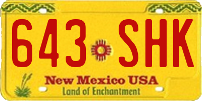 NM license plate 643SHK