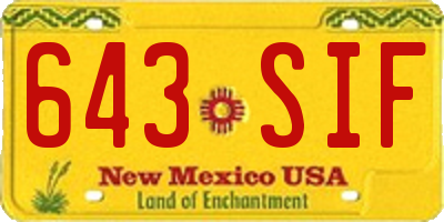 NM license plate 643SIF