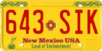 NM license plate 643SIK