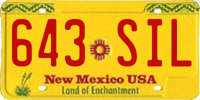 NM license plate 643SIL