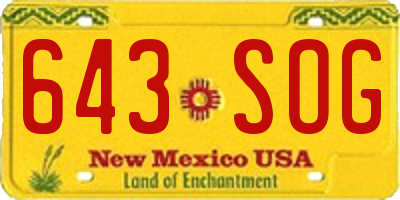NM license plate 643SOG