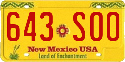 NM license plate 643SOO
