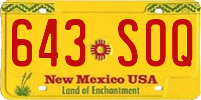 NM license plate 643SOQ