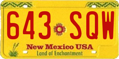 NM license plate 643SQW