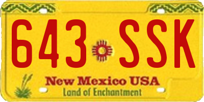 NM license plate 643SSK