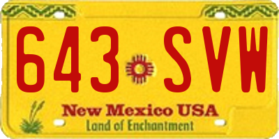 NM license plate 643SVW