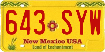 NM license plate 643SYW