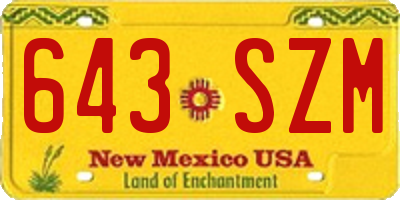 NM license plate 643SZM