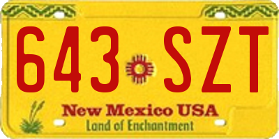 NM license plate 643SZT