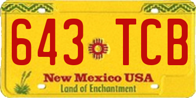 NM license plate 643TCB