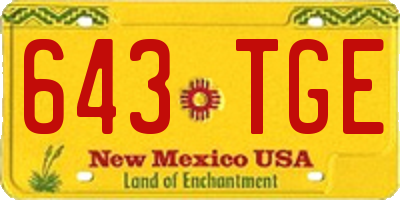 NM license plate 643TGE