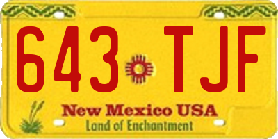 NM license plate 643TJF