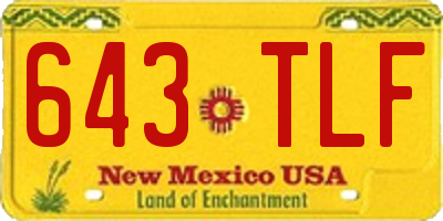 NM license plate 643TLF