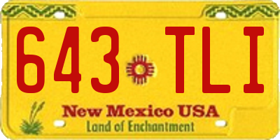 NM license plate 643TLI