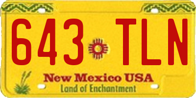 NM license plate 643TLN