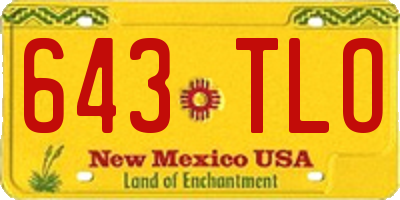 NM license plate 643TLO