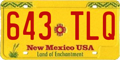 NM license plate 643TLQ