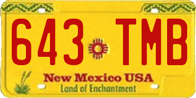 NM license plate 643TMB