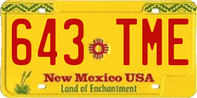 NM license plate 643TME