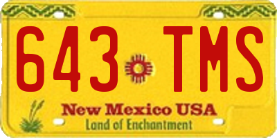 NM license plate 643TMS