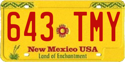 NM license plate 643TMY