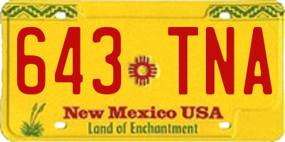 NM license plate 643TNA