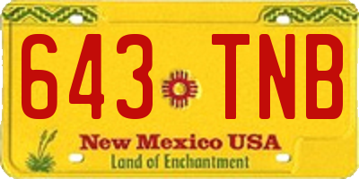 NM license plate 643TNB