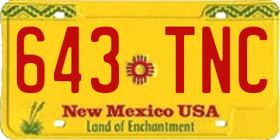 NM license plate 643TNC