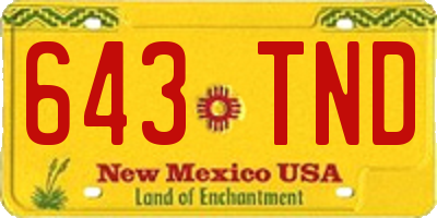NM license plate 643TND