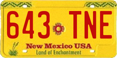 NM license plate 643TNE