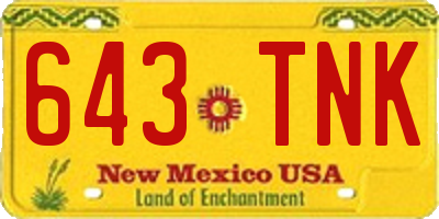 NM license plate 643TNK