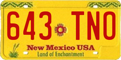 NM license plate 643TNO