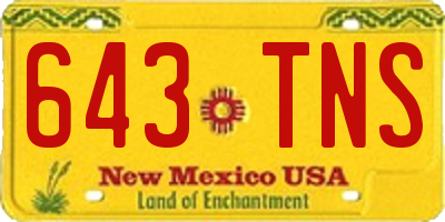 NM license plate 643TNS
