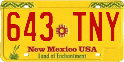 NM license plate 643TNY