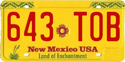 NM license plate 643TOB