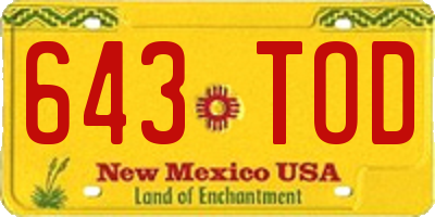 NM license plate 643TOD