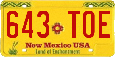 NM license plate 643TOE